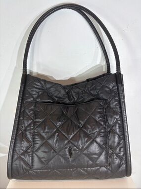 Thacker NYC Black Quilted Nylon Shoulder Bag | Lightweight Tote Purse